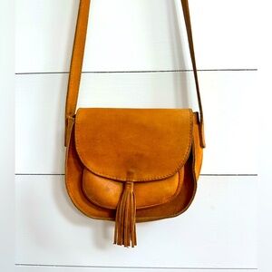Able Leather Crossbody Bag with Tassle